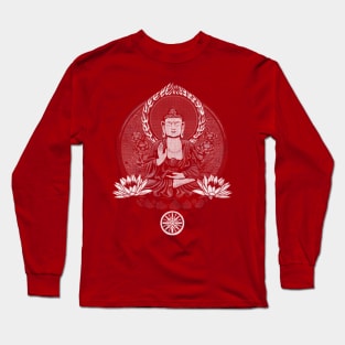 Siddhartha Buddha White Halftone Long Sleeve T-Shirt